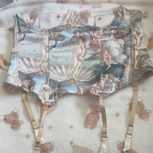 Renaissance Art Print Garter Belt with Seashell Motif